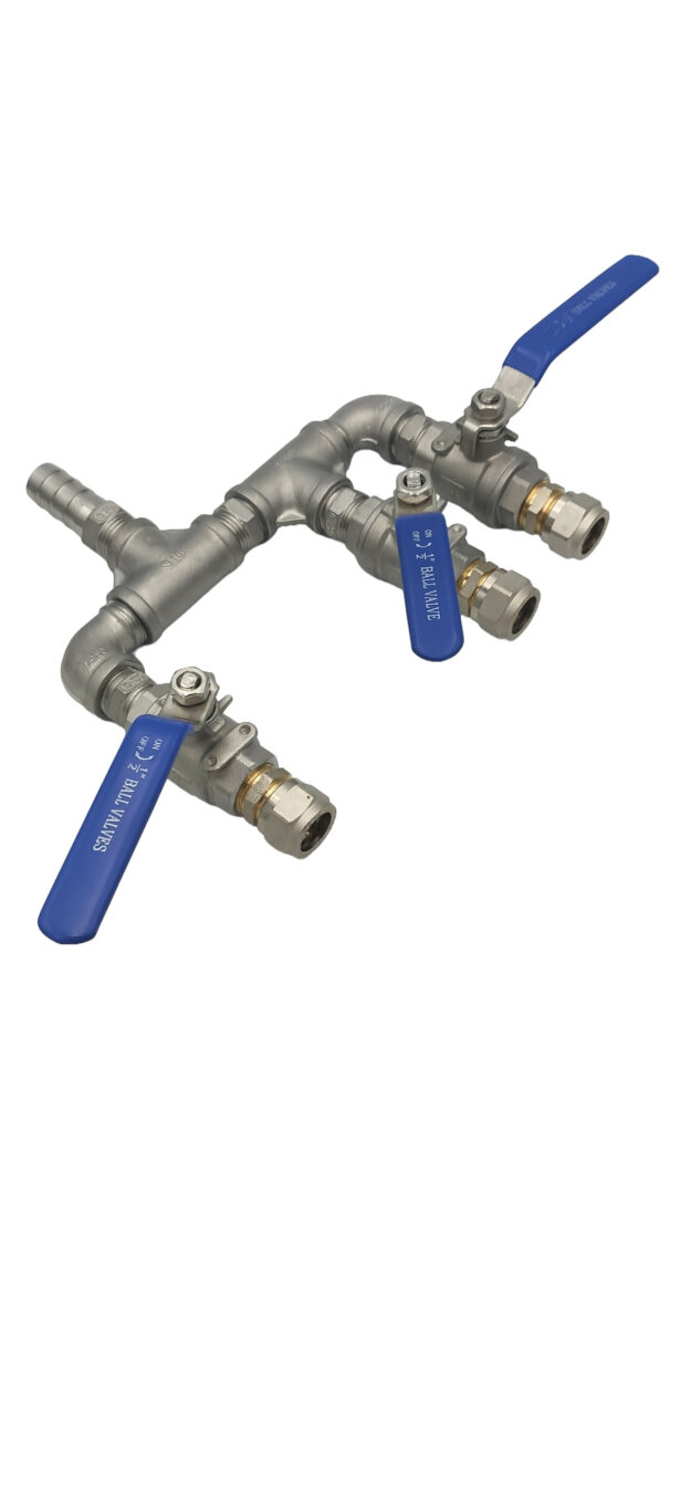 Hydronic Heating 3 Way Distribution Manifold 18mm to PEX