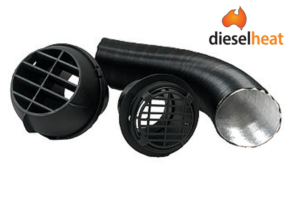 Dieselheat Kit 60mm x 1m hot air ducting and 2 vents