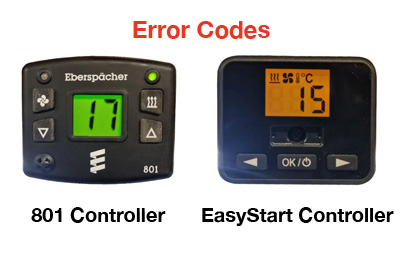 Error Codes in an Eberspacher D2/D4 Diesel Air Heaters with 801 or EasyStart Select controllers