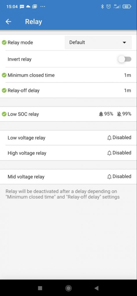 Relay setting BMV-712